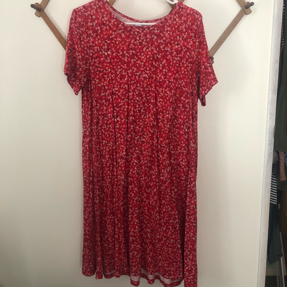 Red Floral Old Navy Swing Dress